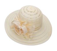 HilyBony Chapeau Kentucky à large bord en organza pour femme, chapeau derby pour mariage, église, thé, fête à large bord, chapeau de soleil d'été, beige, M
