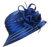 HilyBony Chapeau Kentucky en organza pour femme - Chapeau Derby - Pour mariage, église, thé, fête, été, bleu marine, M