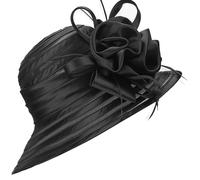 HilyBony Chapeau Kentucky en organza pour femme - Chapeau Derby - Pour mariage, église, thé, fête, été, Noir , M