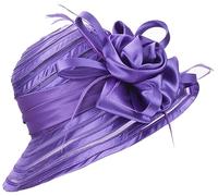 HilyBony Chapeau Kentucky en organza pour femme - Chapeau Derby - Pour mariage, église, thé, fête, été, violet, M