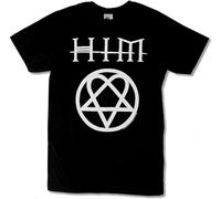 Him H.I.M White Heartagram Mens Black T-Shirt Razorblade Romance Tee Black Graphic Unisex Tee Shirt Manches Courtes(3X-Large)