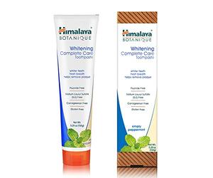 Himalaya Botanique Whitening Toothpaste - Simply Peppermint Dentifrice Naturel Sans Fluorure, SLS, Gluten et Carraghénane - Enlève la Plaque et la Mauvaise Respiration, 150g