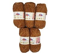 Himalaya Dauphin Fil à tricoter 5 x 100 g, laine pour bébé, 500 g (marron 80337)