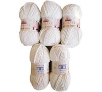Himalaya Dolphin 5 x 100 gram de fil à tricoter, laine de bébé, 500 gram (49 980,2 gram) en laine Super Encombrants 655 320 mètres (600 m) white 80301