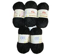 Himalaya Dolphin 5 x 100 gram de fil à tricoter, laine de bébé, 500 gram (49 980,2 gram) en laine Super Encombrants 655 320 mètres (600 m) black 80311