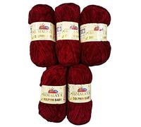Himalaya Dolphin 80322 Lot de 5 pelotes de laine à tricoter pour bébé 500 g de laine Super Bulky (bordeaux 80322)