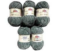 Himalaya Dolphin 80369 Lot de 5 pelotes de laine à tricoter pour bébé 500 g de laine Super Bulky (gris 80369)