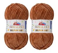 Himalaya Dolphin Baby Lot de 2 écheveaux de fil super volumineux pour tricot et crochet, idéal pour cardigans, châles, couvertures, chapeaux et textiles d'intérieur (2, 80337 SAFRANE foncé)