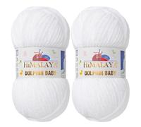 Himalaya Dolphin Baby Lot de 2 écheveaux de fil super volumineux pour tricot et crochet, idéal pour cardigans, châles, couvertures, chapeaux et textiles d'intérieur (2, 80301 blanc)