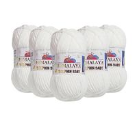 Himalaya Dolphin Baby Lot de 5 pelotes de fil chenille 100 % polyester 100 g 120 m Super Bulky, blanc 80363