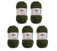 Himalaya Dolphin Baby Lot de 5 pelotes de fil super volumineux pour tricot et crochet Idéal pour cardigans, châles, couvertures, chapeaux et textiles d'intérieur (80361 Kaki) 100 g x 120 m