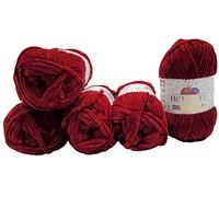 Himalaya Dolphin Star Lot de 5 pelotes de laine à tricoter pour bébé avec paillettes 500 g de laine Super Bulky (bordeaux 92122)