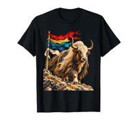 Himalaya Drapeaux Prière Sentier Rocheux Aventure Yak T-Shirt