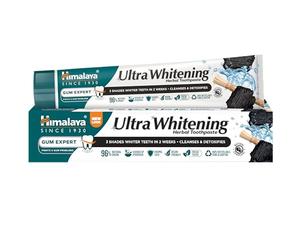 Himalaya Pâte Dentifrice Ultra Whitening - Formule Herbale avec Charbon Actif de Coco et Huile de Graines Noires, Sans Fluor, Végan, Nettoie en Profondeur, Blanchit les Dents de 3 Teintes, 75ml
