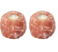 Himalaya Salt Dreams Bougeoir en Cristal de Sel 700 g, Orange (Lot de 2)