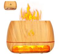 Himalaya Salt Lamp Diffuseur 3 sur 1 200 ml Ultrasonic Essential Huile Diffuseur Simulation Flame Humidificateur Colorful Light Mist Wood Grain Arôme pour Office Home Himalaya Salt Lampe