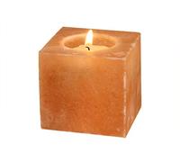 Himalaya Sel Dreams Cristal Photophore Kubus, Cristal de sel, Orange, 6 x 6 x 6 cm