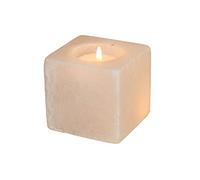 Himalaya Sel Dreams Cristal Photophore Kubus, White Line, Cristal de sel, Blanc, 7 x 7 x 6,5 cm