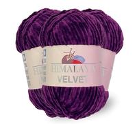 Himalaya Velvet, Lot de 3 pelotes de fil chenille 100% polyester pour tricot, crochet, fil chenille, moelleux, vêtements, couvertures de bébé, 100 g, 120 m (90028)