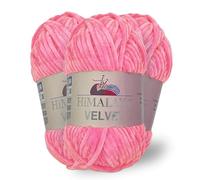 Himalaya Velvet, Lot de 3 pelotes de fil chenille 100% polyester pour tricot, crochet, fil chenille, moelleux, vêtements, couvertures de bébé, 100 g, 120 m (90009)
