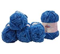 Himalaya Velvet Lot de 5 pelotes de laine à tricoter en micro-polyester pour bébé (5 x 100 g) (bleu pétrole 90041)