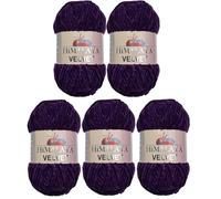 Himalaya Velvet Lot de 5 pelotes de laine à tricoter veloutée en micro-polyester (5 x 100 g) (violet 90028)