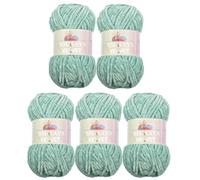 Himalaya Velvet Lot de 5 pelotes de laine à tricoter veloutée en micro-polyester pour bébé (5 x 100 g) (bleu gris 90047)