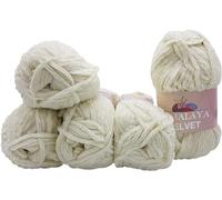 Himalaya Velvet Lot de 5 pelotes de laine à tricoter veloutée en micro-polyester pour bébé (5 x 100 g) (écru 90008)
