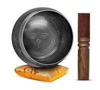 Himalayan Bazaar Ensemble de bols chantants tibétains faciles à jouer authentiques fabriqués à la main pour la méditation, le son, les chakras, le yoga, la guérison, 10,2 cm (noir et orange)