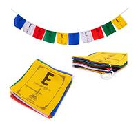 HIMALAYAN BAZAAR - Lot de 5 drapeaux de prière tibétains - Fabriqués à la main au Népal - Rouge-jaune-bleu-blanc-vert - Petit - Drapeaux - Outdoor-flags - BANNER