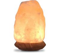 Himalayan Rock Salt Crystal USB Lamp - 100% Genuine Natural Himalayan Salt Crystal - Hand Carved - Wooden Base - USB Power Cable Included - Approx 500g