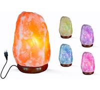 HIMALAYAN SALT ® Lampe de sel rose de la Himalaya authentique certifiée différentes tailles et formes brutes feu boule coeur pyramide led usb (USB brut)