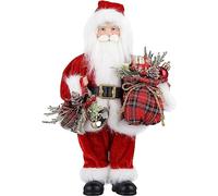 himaly 12in Figurine de Père Noël, Traditionnelle Rouge Décoration Debout de Père Noël pour Les Ornements de Table Fête de Noël