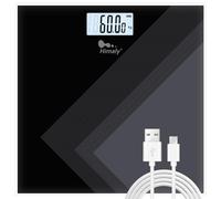 himaly USB Pèse Personne Numérique Électronique, 3 Couleurs Affichage LCD, avec 4 Capteurs à Haute Précision, Technologie Step-On, en Verre Trempé, 180kg/400LB, Auto On/Off, Noir