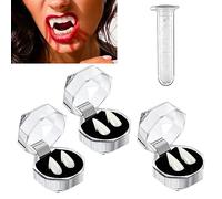Himank Dents de vampire d'Halloween, 3 tailles de crocs de vampire, accessoires de fête cosplay, fête d'Halloween, crocs de vampire pour enfants/adultes, décoration de fête d'Halloween