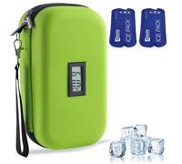 HIMDUZE Rafraîchisseur à insuline, étui 'voyage', approuvé par la TSA, refroidisseur de médicaments réfrigéré, thermomètre, température, étui pour diabétique, avec 2 blocs
