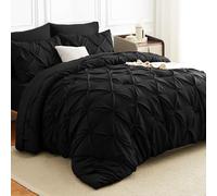 HIMEET Parure de lit 7 pièces Bed in A Bag pour très grand lit avec couette, drap plat, drap-housse, taies d'oreiller et couvre-oreillers, noir