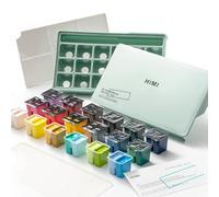 HIMI Ensemble de peinture acrylique à double tasse, 36 couleurs, 12 g, haute viscosité, fournitures d'art pour peinture sur toile, bois de roche et céramique