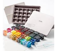 HIMI Ensemble de peinture acrylique double tasse, 48 couleurs, 12 g, haute viscosité, fournitures d'art pour peinture sur toile, bois de roche et céramique