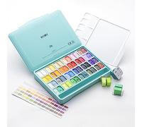 HIMI Ensemble de peinture gouache à double cup en gel, 48 couleurs 12g, design de cup en gel, peinture non toxique pour toile et papier, fournitures d'art pour professionnels (étui vert)
