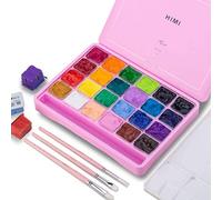 HIMI Ensemble peinture gouache, 24 couleurs x 30 ml avec pinceaux et palette. Design unique en gelée, non toxique. Pour toile papier aquarelle, parfait débutants, étudiants, artistes. (rose)