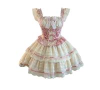HIMI HIMIFASHION Bustiers à nœud pour femme - Robe de soirée à lacets avec jupe tutu Lolita (rose, taille L)