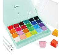 HIMI Kit de Peinture Gouache 24 Couleurs 30ml avec Pinceaux Non Toxiques, Tasse de Gelée Unique, Étui Portable pour Artiste Étudiant