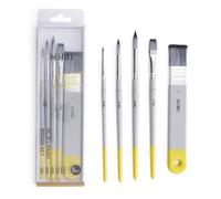 HIMI Lot de 5 pinceaux de peinture aquarelle, 1 plat, 3 ronds, 1 large plat - Pinceaux professionnels et débutants pour aquarelle, design unique pour les amateurs d'art