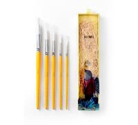 HIMI Lot de 5 pinceaux de peinture gouache pour acrylique, huile, aquarelle, visage et corps, joli cadeau pour les amateurs d'art, enfants et adultes (jaune, pinceaux aquarelle)