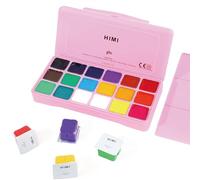 HIMI Peinture Gouache Kit 18 Couleurs x 30ml Non Toxiques Unique de Tasse de Gelée avec Etui Portable pour Artiste Étudiant