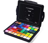 HIMI Set de peinture gouache, 56 couleurs x 30ml dont 8 couleurs métalliques et 6 couleurs néons, design unique en forme de coupe gélifiée dans un étui portable, peinture à l'aquarelle gouache opaque.