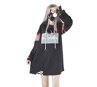 Himifashion Harajuku Robe décontractée à manches longues en patchwork pour femme, Noir , M