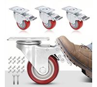 Himimi 4pcs Roulettes Pivotantes de 75mm avec Frein, Roulettes de Meuble Capacité de Charge de 400kg, Roulettes de Transport Pivotantes à 360°, Roulettes Adaptées à Tous Types de Sols (avec Vis)