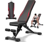 Himimi Banc de musculation pliable, charge jusqu'à 408 kg, réglable en 14 positions, hauteur d'assise de 47 cm, banc d'entraînement multifonction pour entraînement complet du corps, banc incliné pour